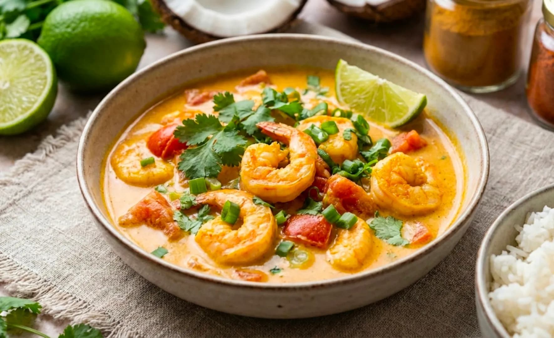 Cari de crevettes lime et coco