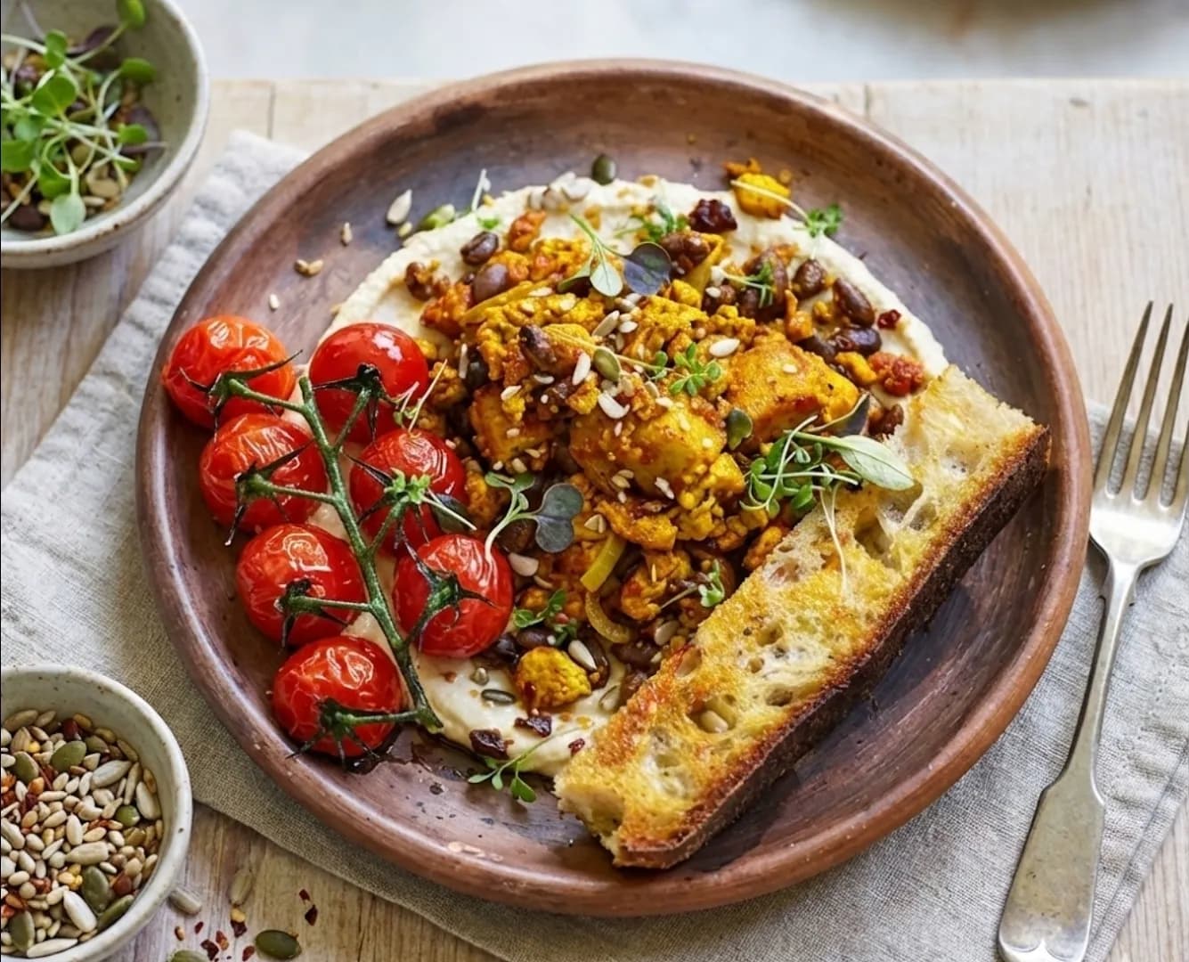 Hachis brouillé au tofu fumé